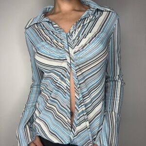 Rue 21 Striped Open Front Long Sleeve Blouse